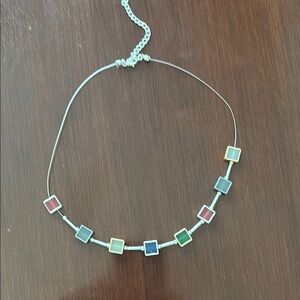 Multicolor Square Pendant Necklace